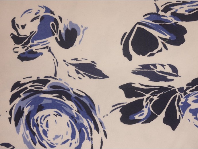 Printed Viscose Jersey Fabric - Blue Rose